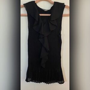 Christopher & Banks Blouse Womens Medium Pleated Ruffle Sleeveless Top Tank